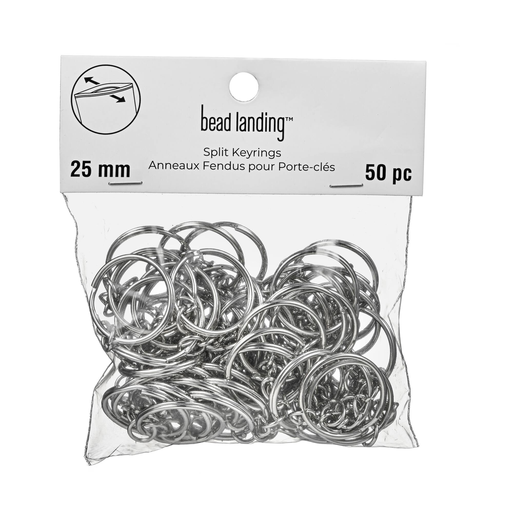 25mm Rhodium Split Keyrings, 50ct. by Bead Landing™